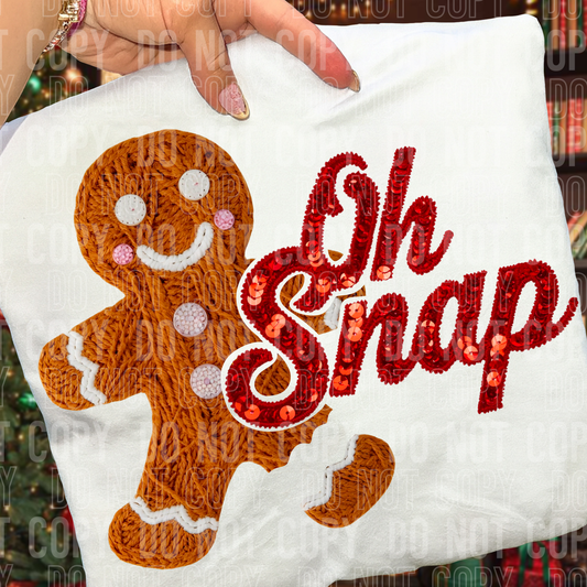 SNAP GINGERBREAD FAUX YARN SEQUINS TRANSFER