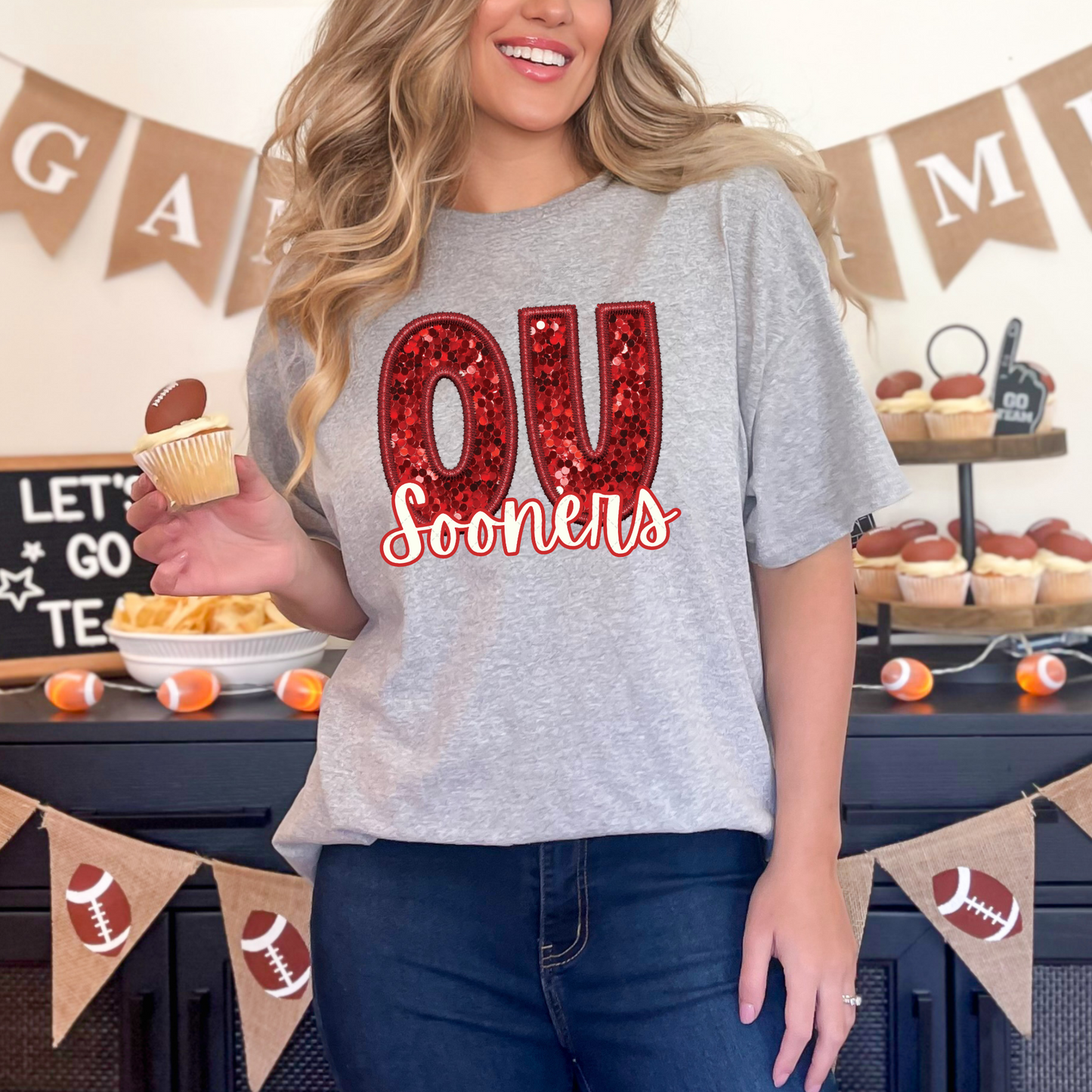 Sooners Faux Glitter Transfer