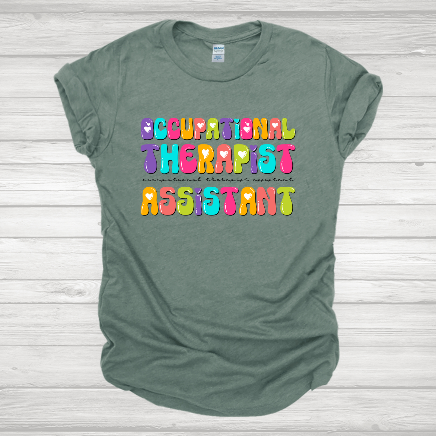 Occupational Therapist Assistant Multicolored Bubble Letters Transfer