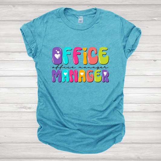 Office Manager Multicolored Bubble Letters Transfer