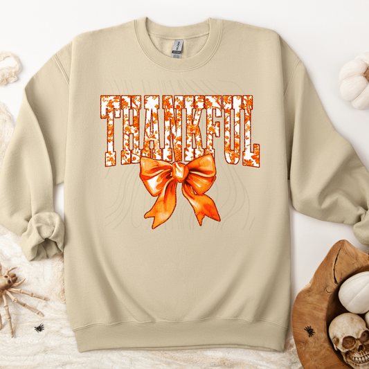 Orange Toile Thankful Transfer