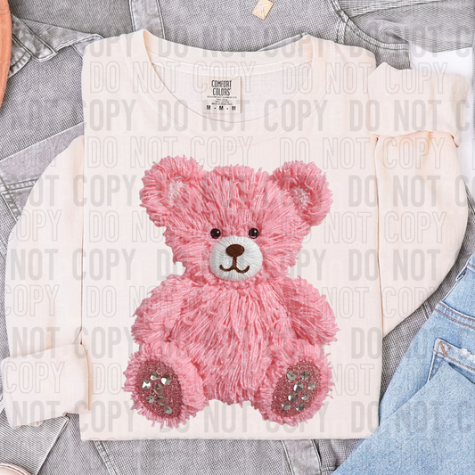 PINK BEAR FAUX YARN TRANSFER