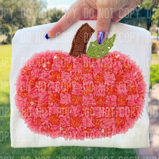 PINK ORANGE PUMPKIN FAUX YARN TRANSFER