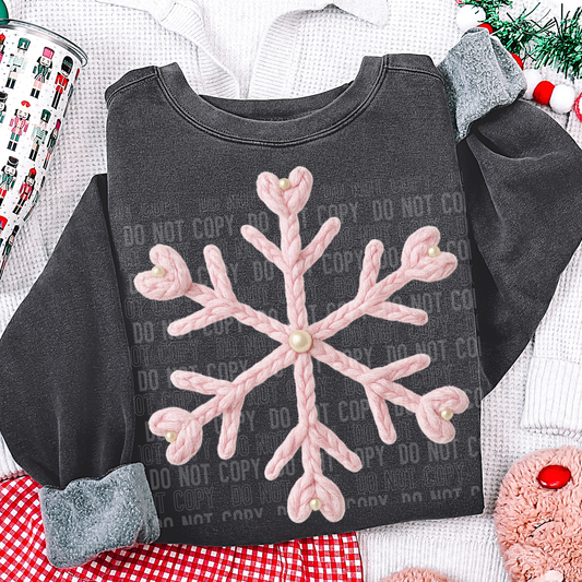PINK SNOWFLAKE PEARL FAUX YARN TRANSFER