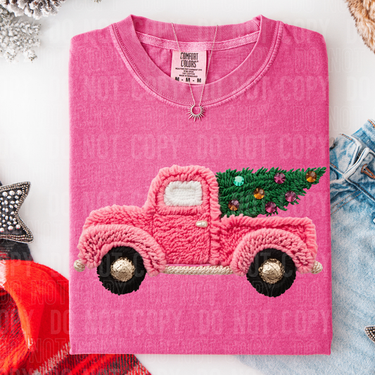 PINK TRUCK FAUX YARN TRANSFER