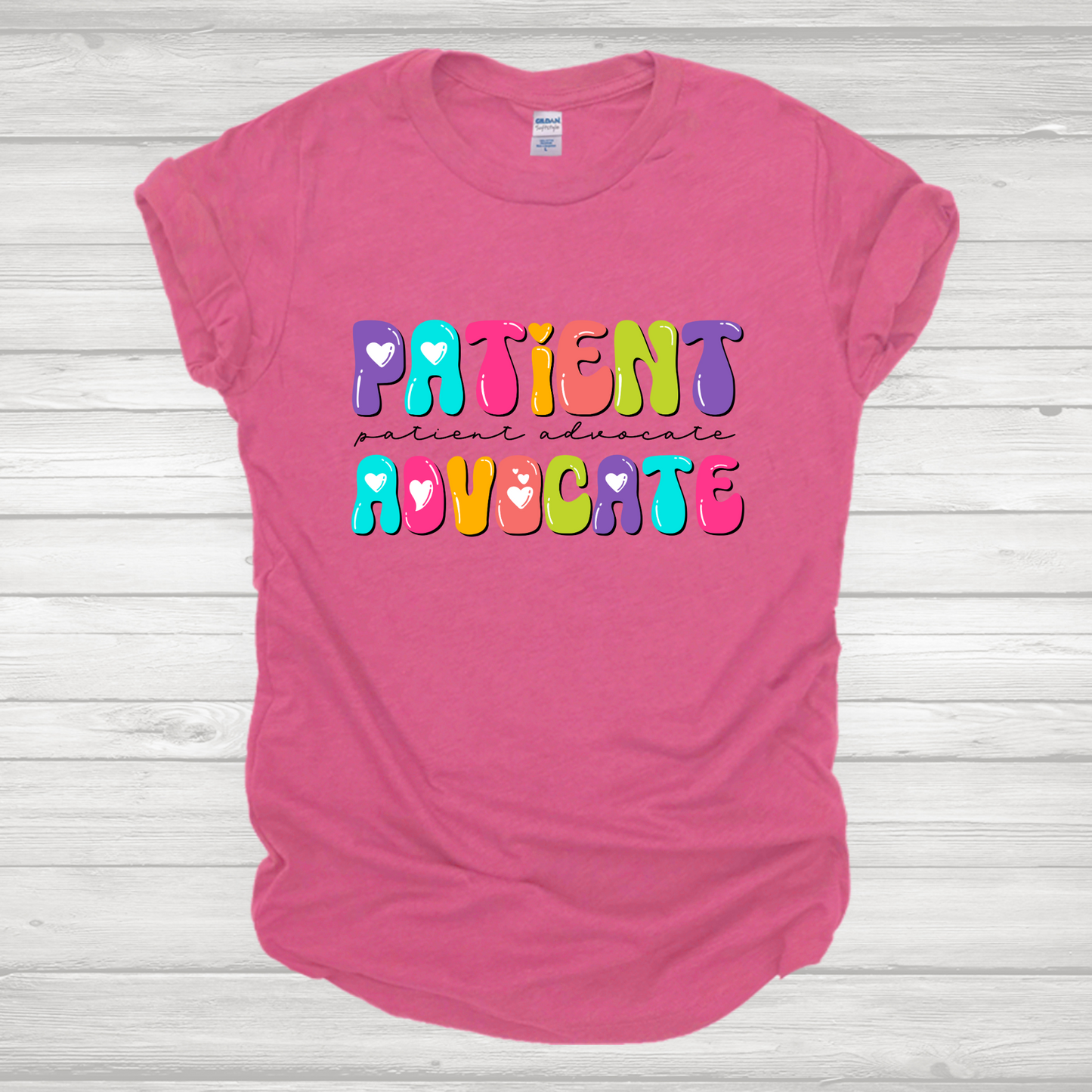 Patient Advocate Multicolored Bubble Letters Transfer