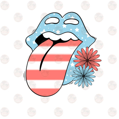 Patriotic Floral Tongue Pocket Transfer