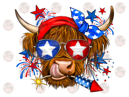 Patriotic Highland Cow Transfer