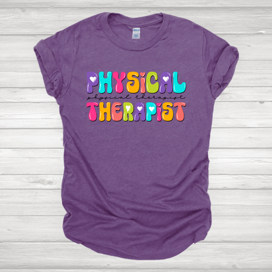 Physical Therapist Multicolored Bubble Letters Transfer