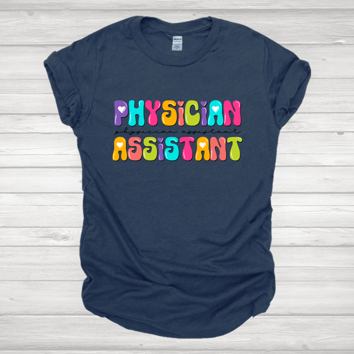 Physician Assistant Multicolored Bubble Letters Transfer