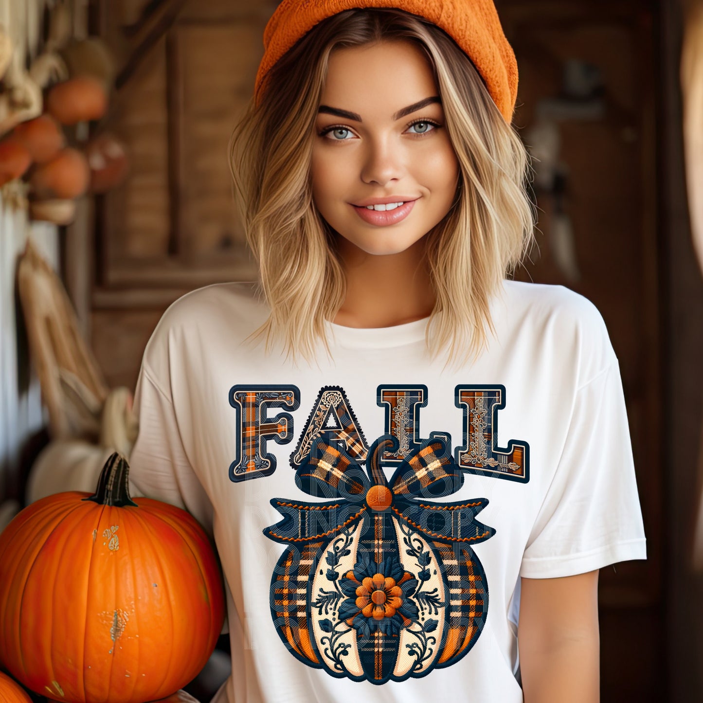 Fall Plaid Pumpkin Transfer