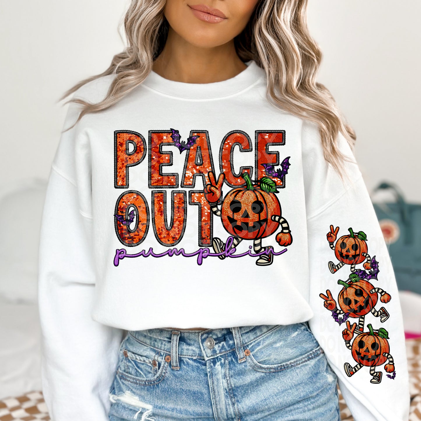 Peace Out Pumpkin Transfer ** TWO PART* SOLD SEPARATELY**