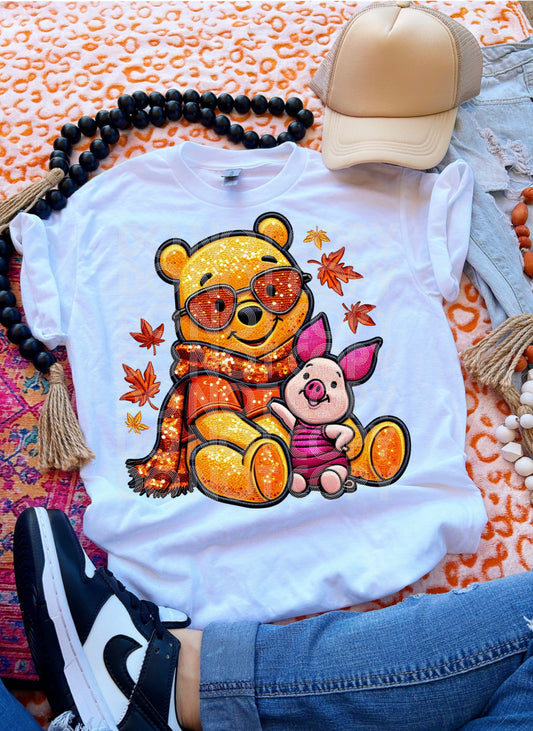 Bear Faux Glitter Fall Transfer