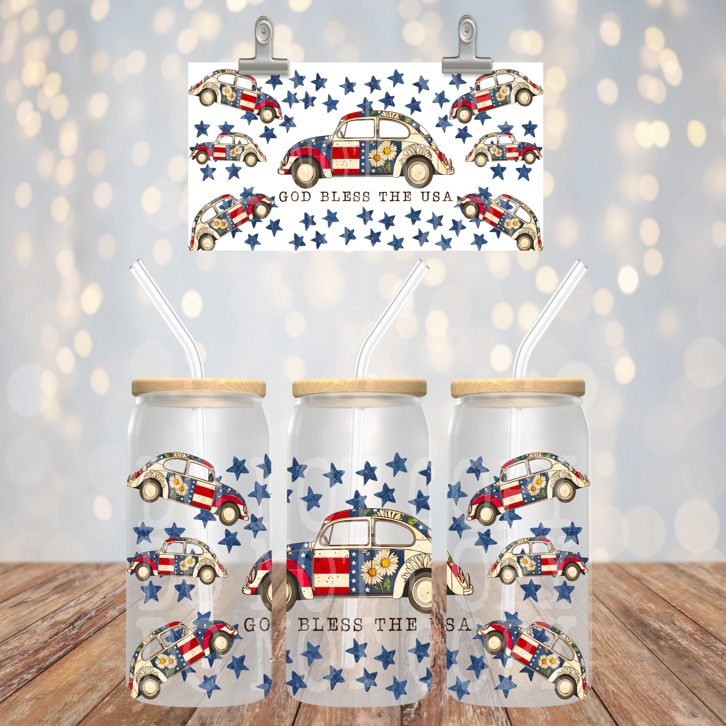 God Bless The USA 16oz Libbey Wrap Transfer