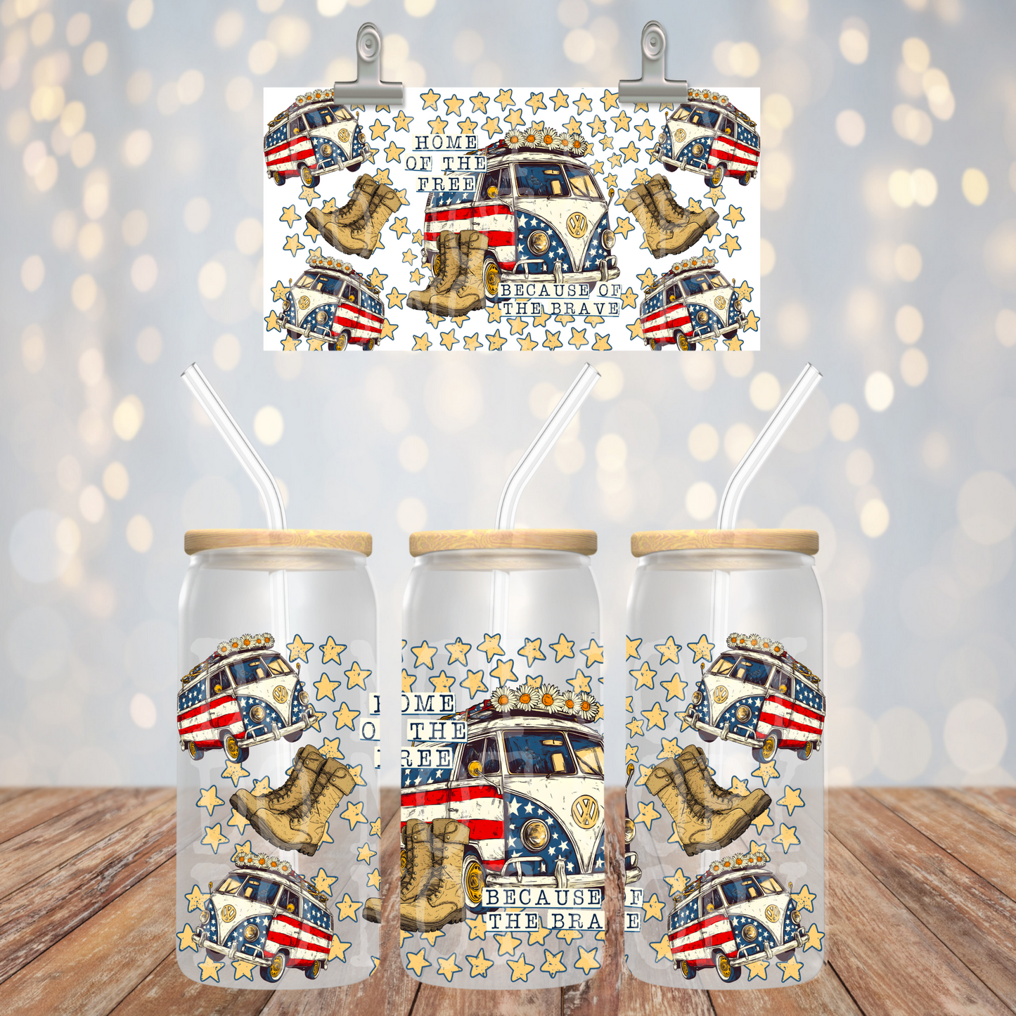 Home Of The Free 16oz Libbey Wrap Transfer