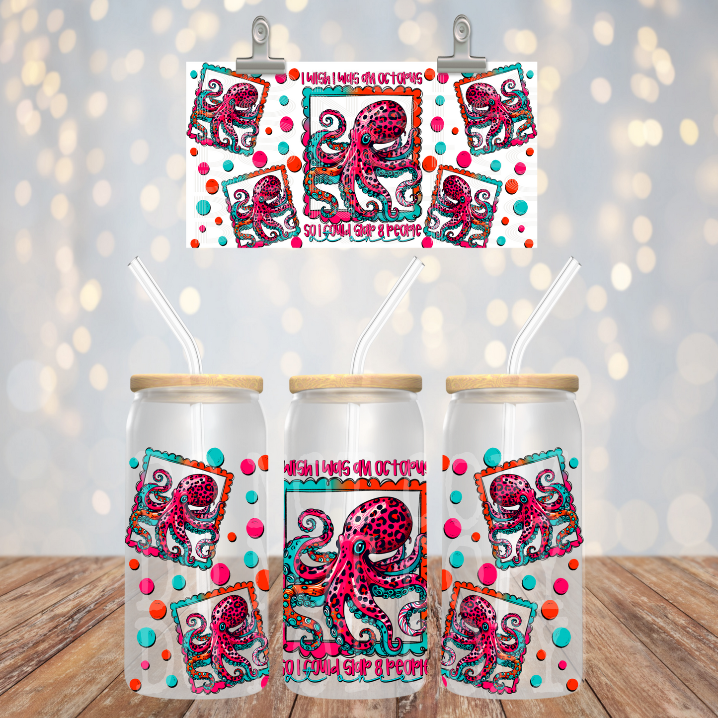 I Wish I Was An Octopus 16oz Libbey Wrap
