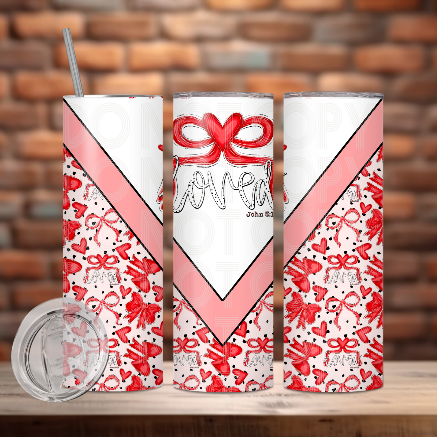 Loved Bow Tumbler Transfer