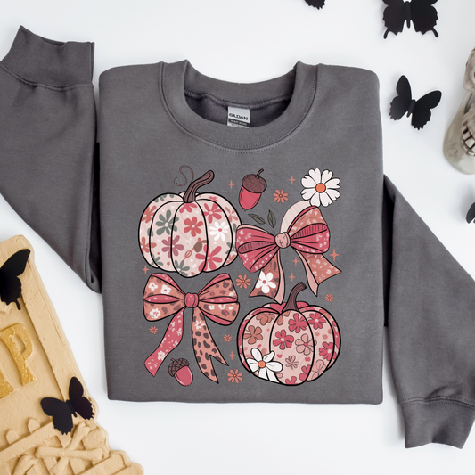 Pink Bows And Pumpkins Transfer