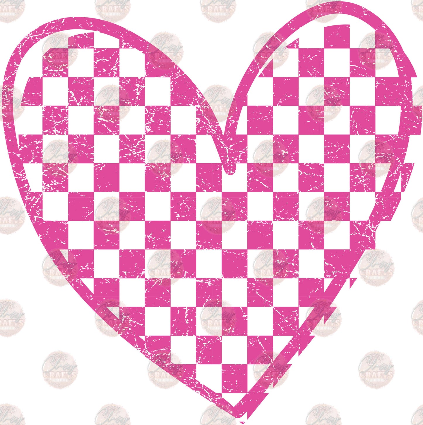 Pink Checkered Heart Transfer