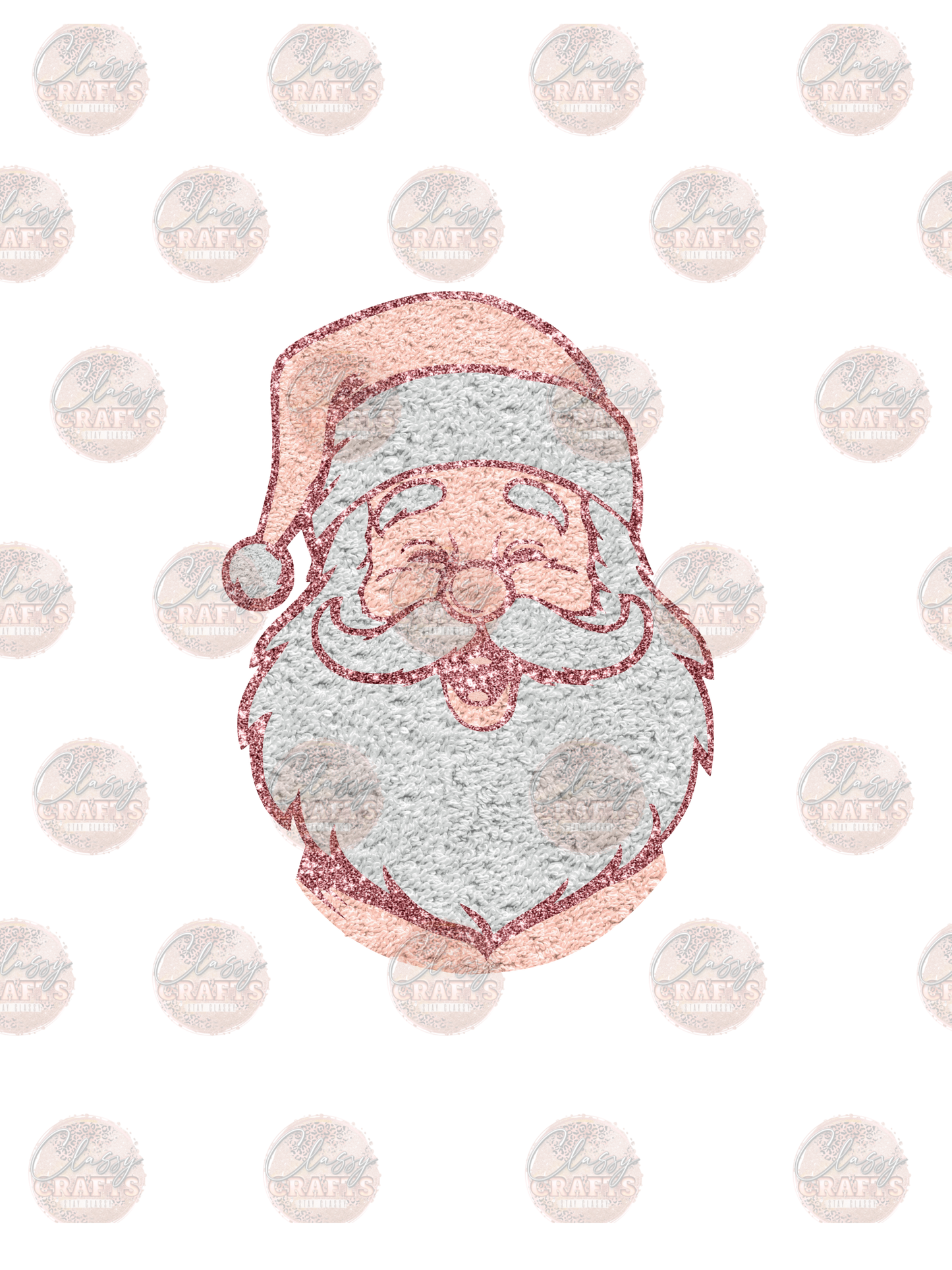 Pink Chenille Santa Transfer