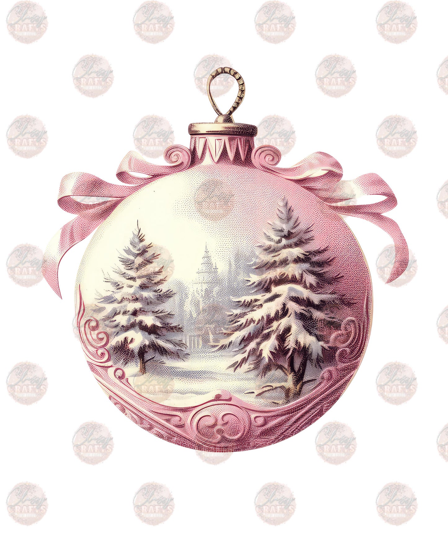 Pink Christmas Ornament - Sublimation Transfer