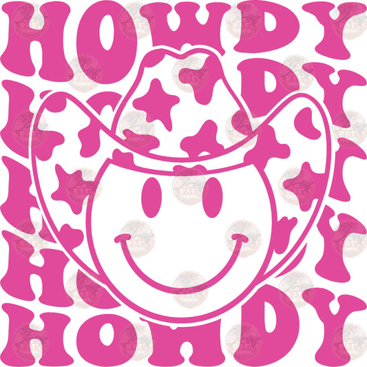Pink Howdy Smiley - Sublimation Transfer
