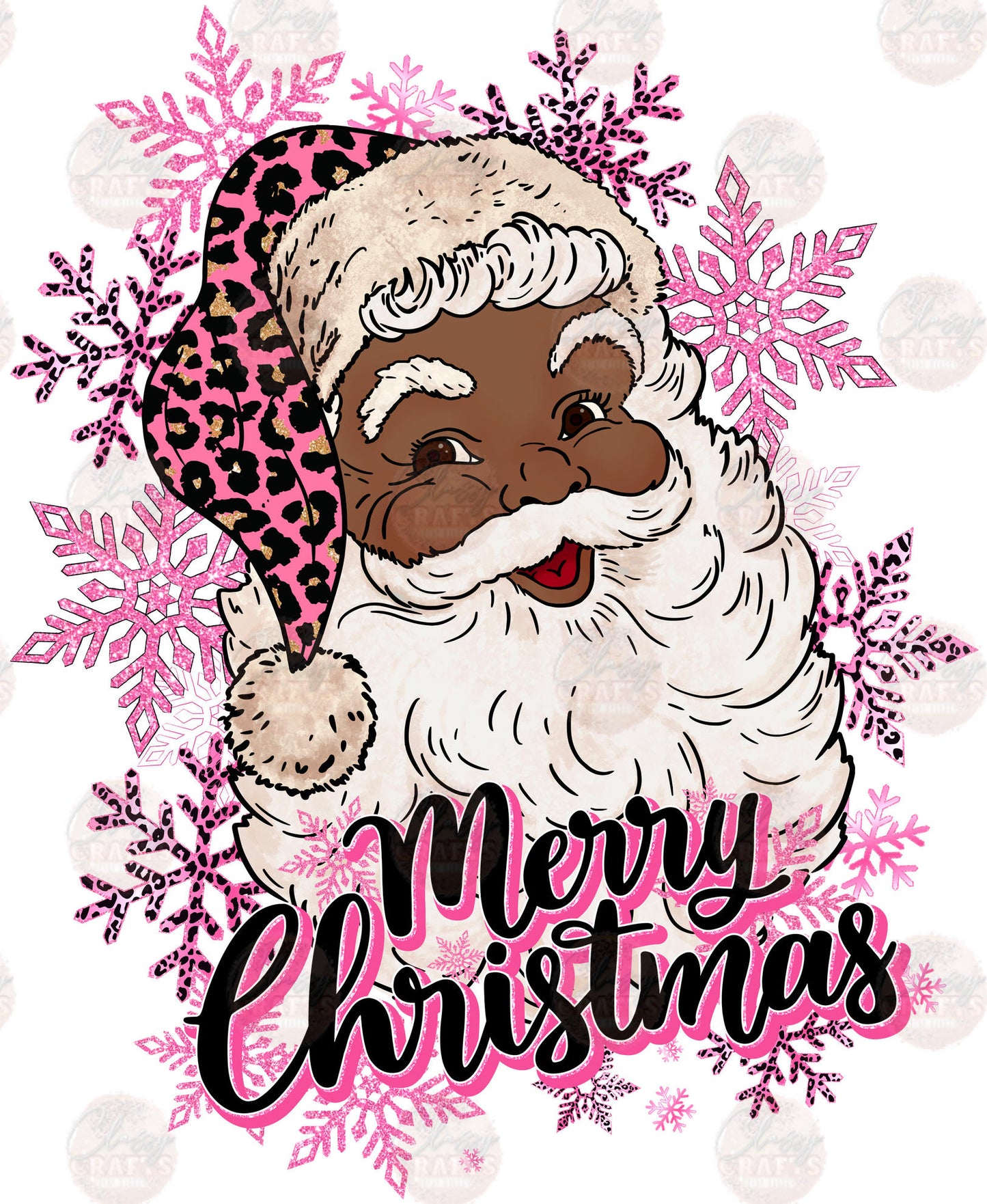 Pink Leopard Santa Transfer