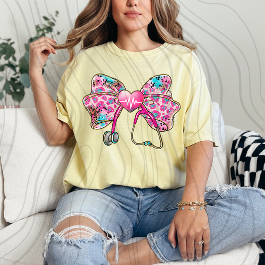 Pink Nurse Bow Transfer