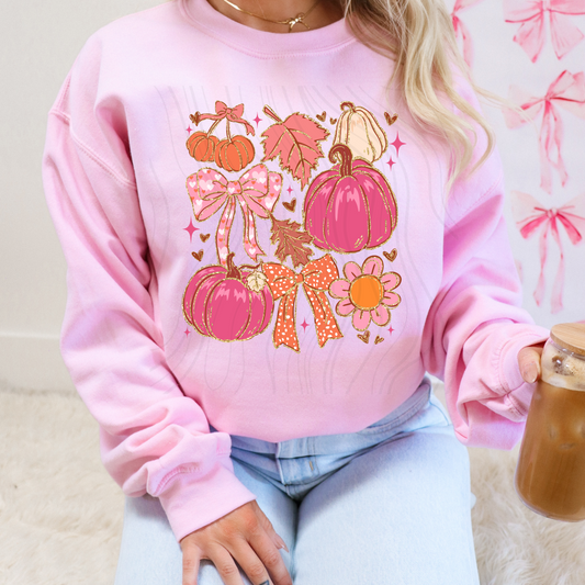 Pink Pumpkin Bows Transfer