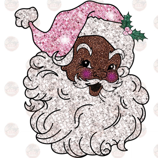 Faux Glitter Pink Santa - Sublimation Transfer