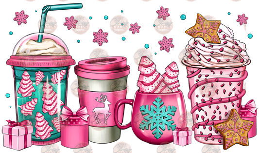 Pink Tree Christmas Coffee - Sublimation Transfer