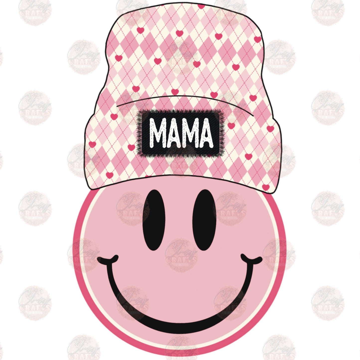 Pink Mama Beanie Smiley Transfers