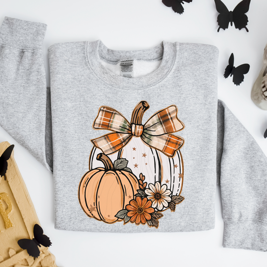 Plaid Bow Pumpkins Transfer