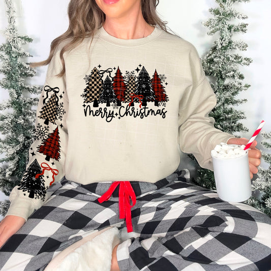 Plaid Trees Merry Christmas Transfer