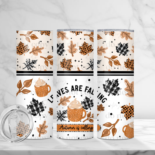 Plaid Leaves Tumbler Wrap Transfer