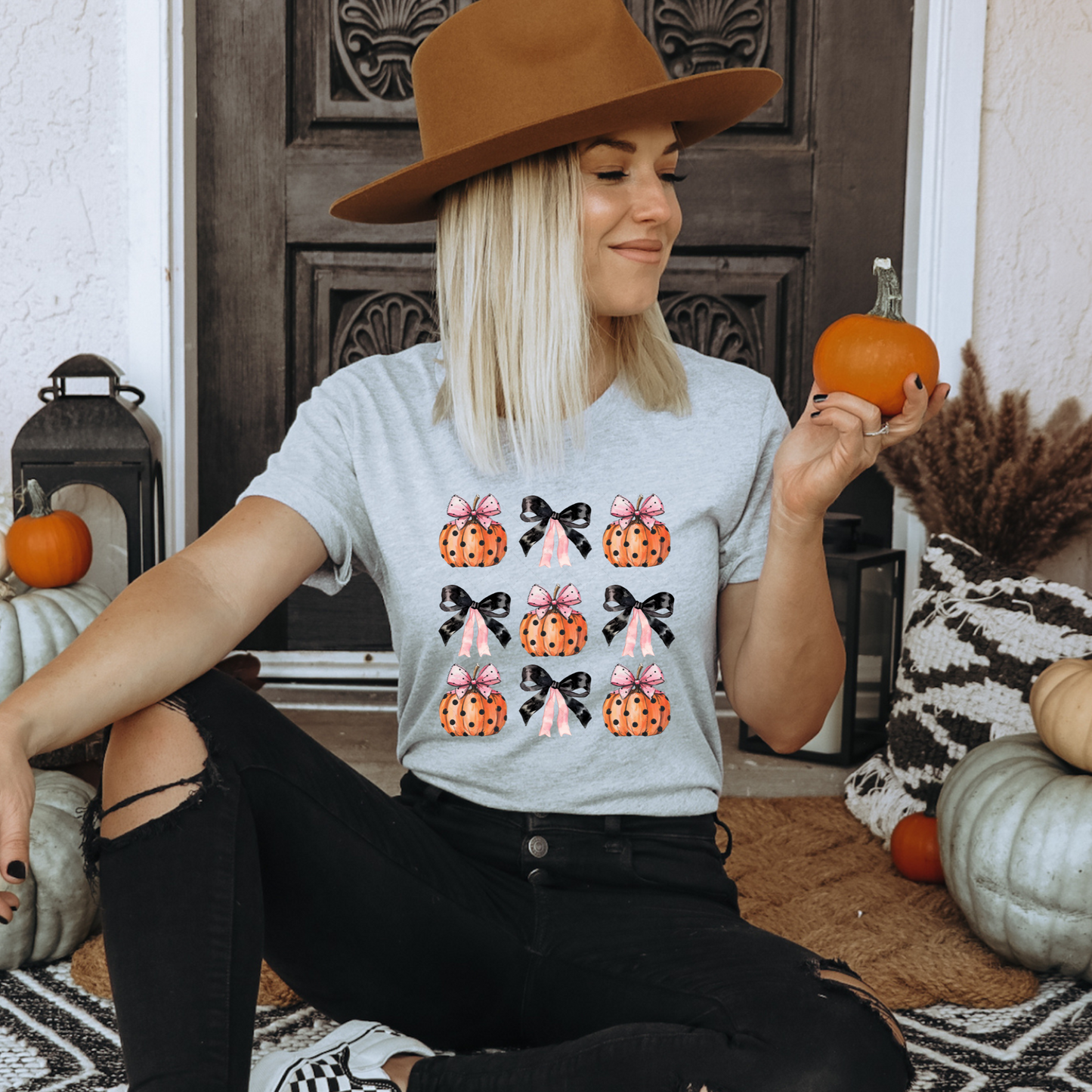 Polka Dot Pumpkin Coquette Transfer