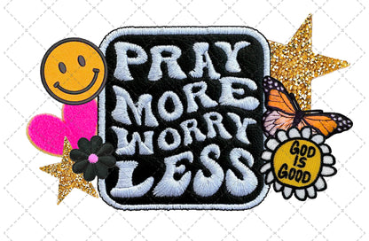 Pray More Faux Patch Transfer