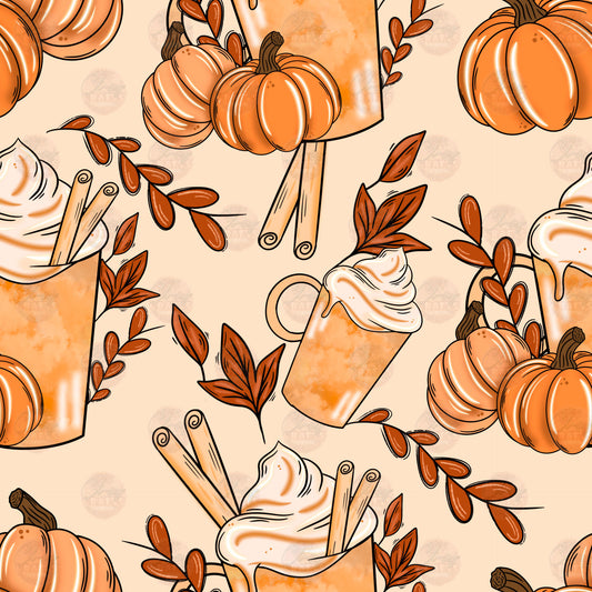 Pumpkin Lattes Seamless Wrap - Sublimation Transfer