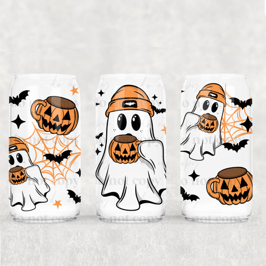Pumpkin Mug Ghostie 16oz Libbey Wrap Transfer