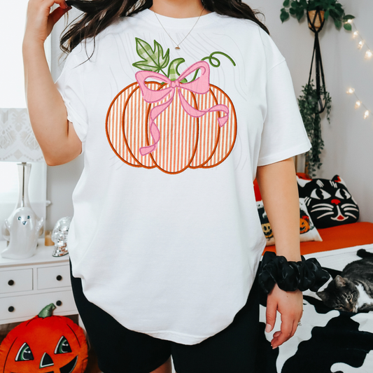 Pumpkin Pink Bow Transfer
