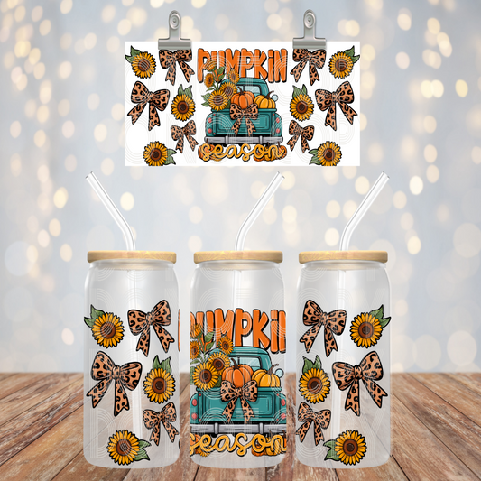 Pumpkin Sunflower 16oz Libbey Wrap Transfer