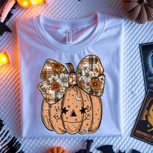 Pumpkin With Floral Bow Transfer