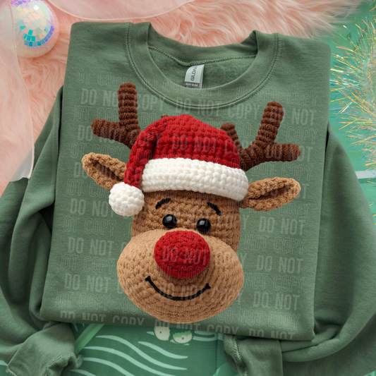 REINDEER FACE FAUX YARN TRANSFER