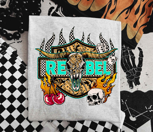 Rebel Checkered Flames Transfer