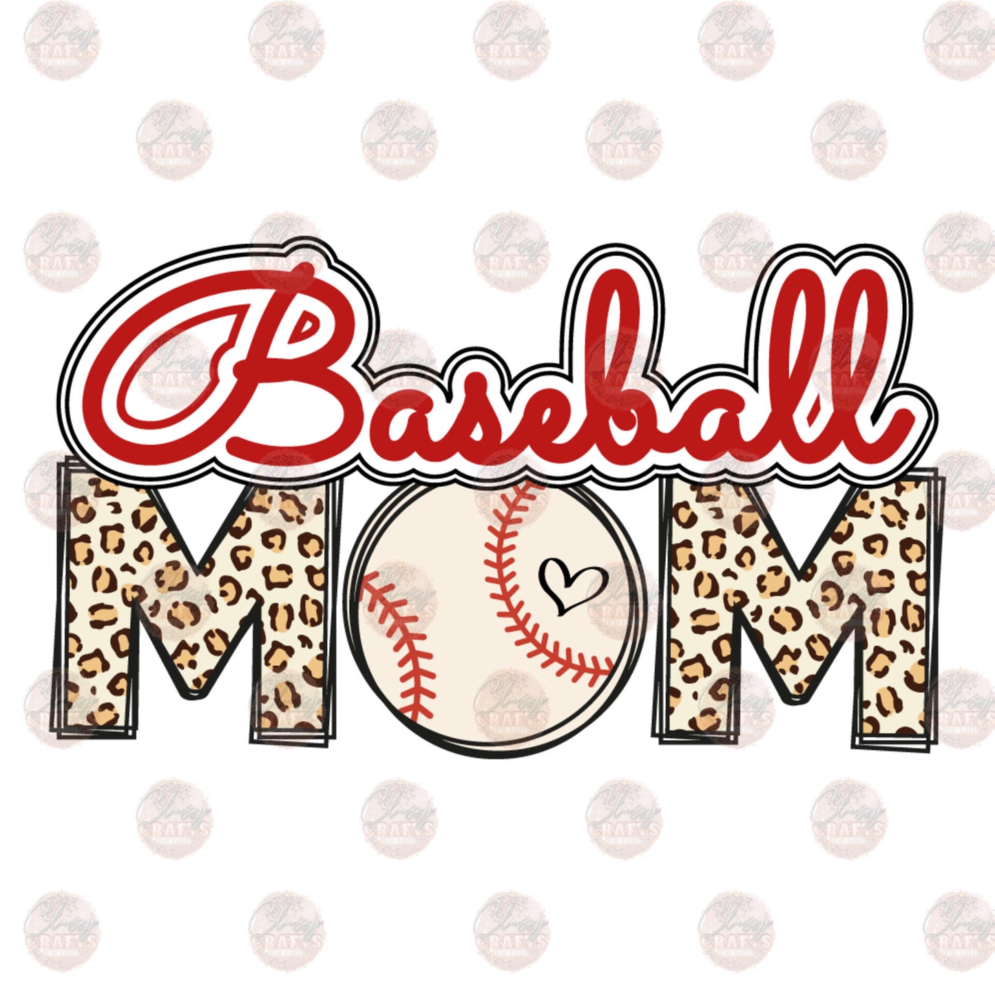 Red Baseball Mom Cheetah Transfer