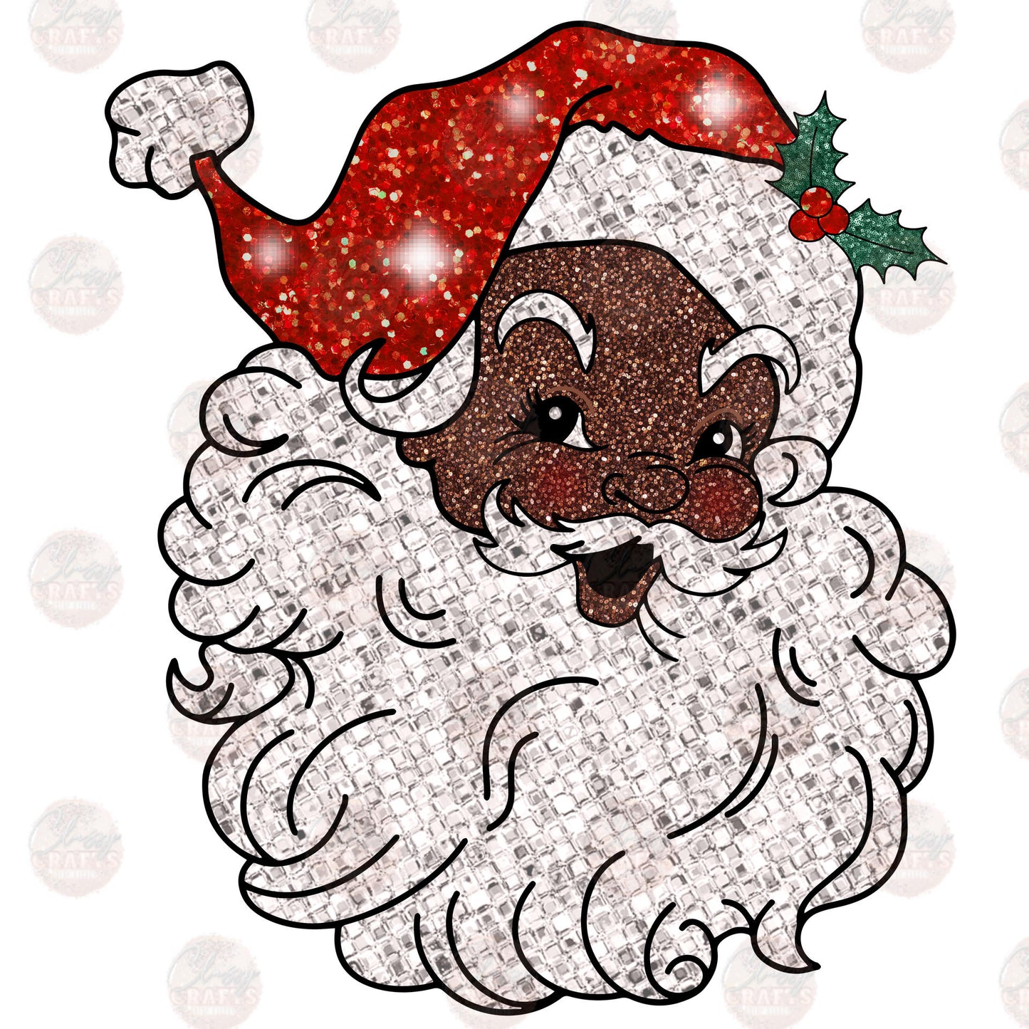 Faux Glitter Red Santa Transfer