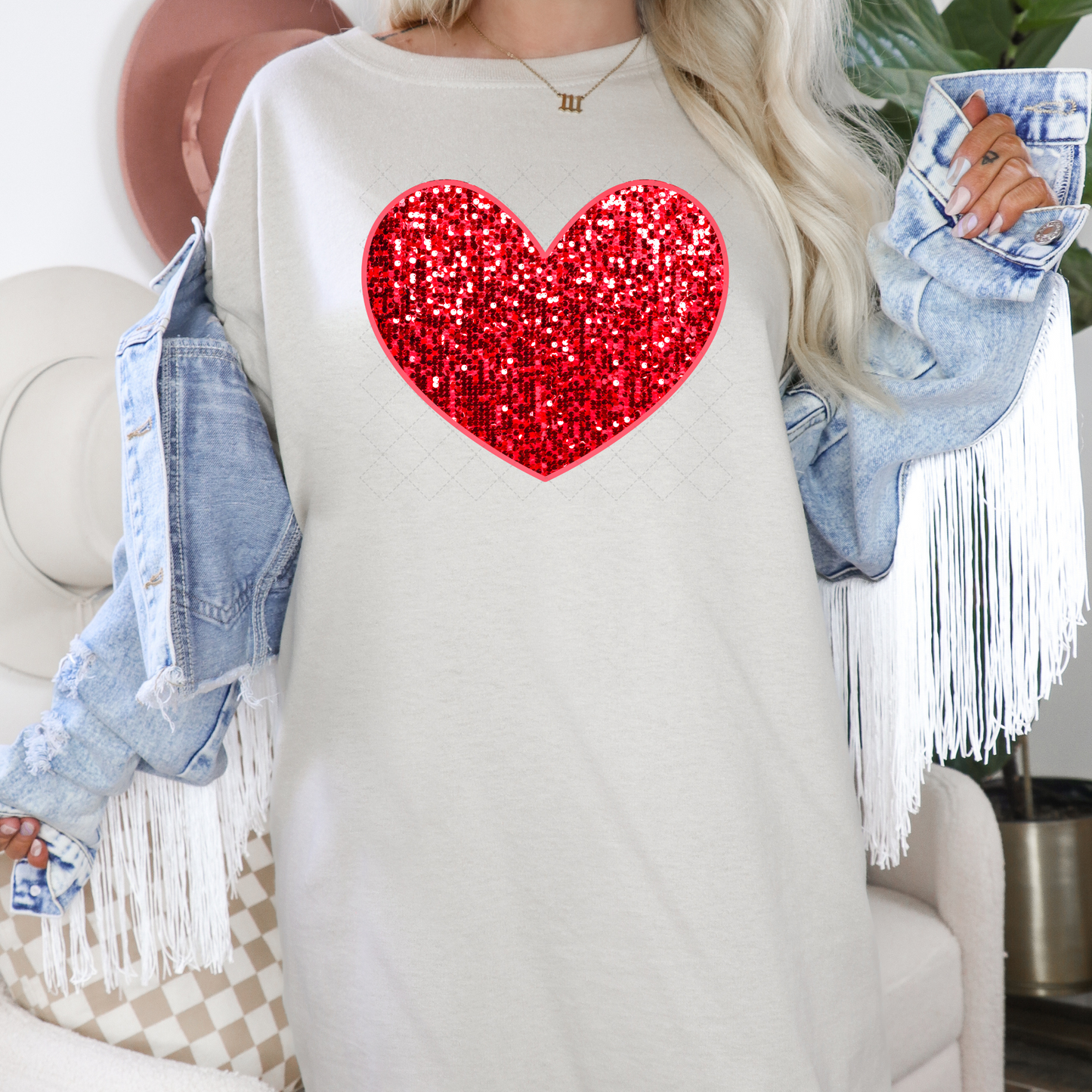 Red Sequins Heart Transfer