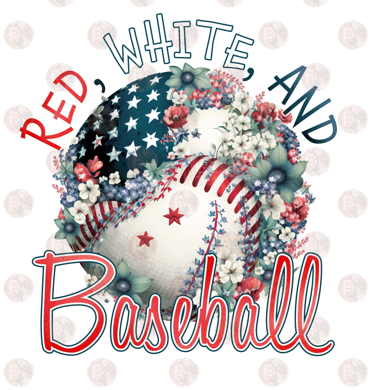 Red White And Baseball Transfer