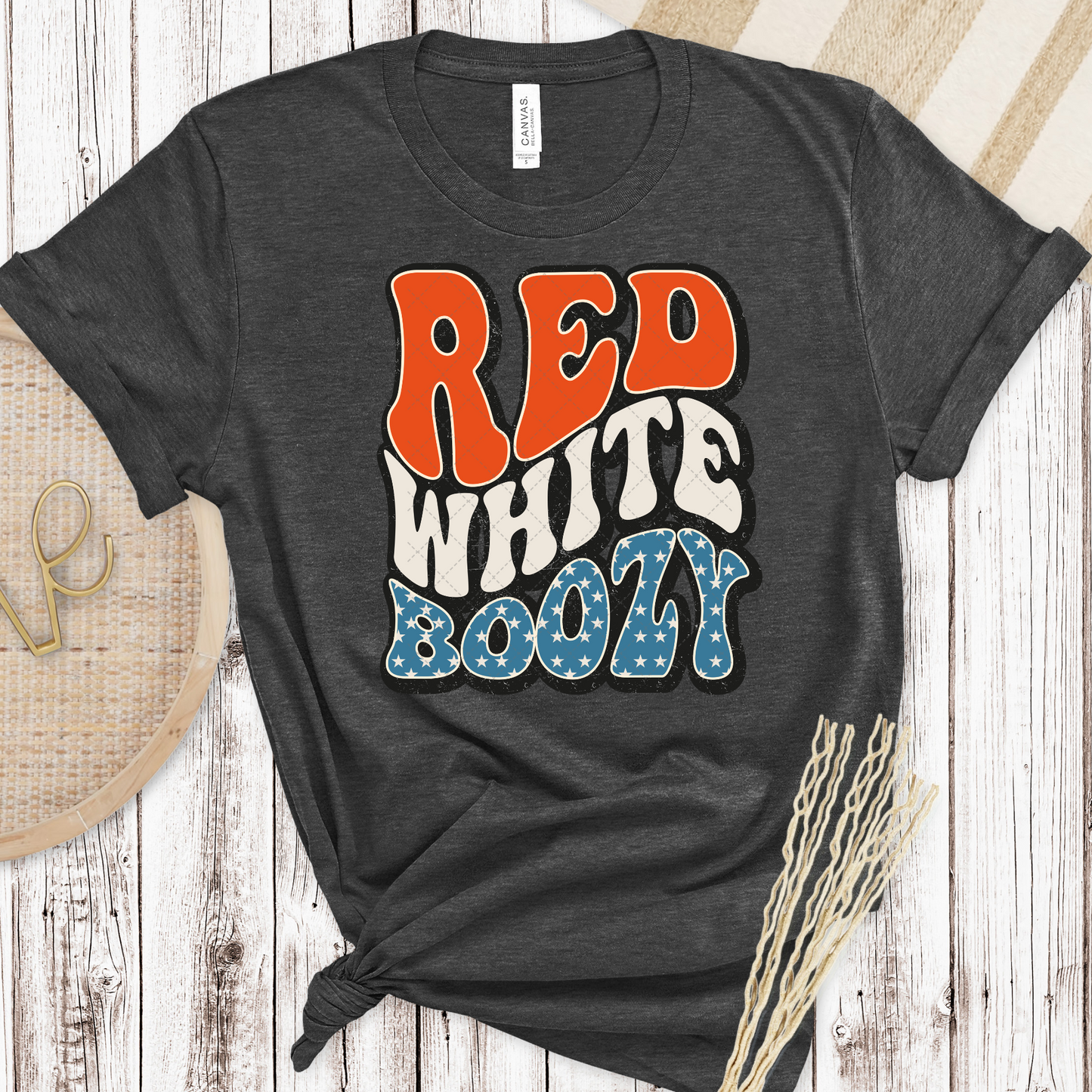 Red White and Boozy Distressed Transfer