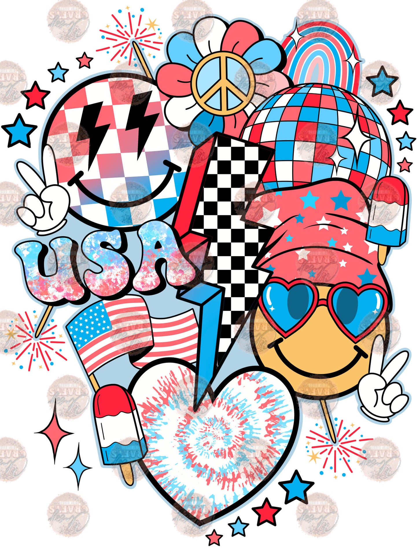 Retro 4th of July Collage Transfer